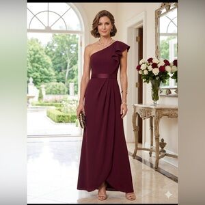 WHITE House Black Market Fuchsia Chiffon Dress